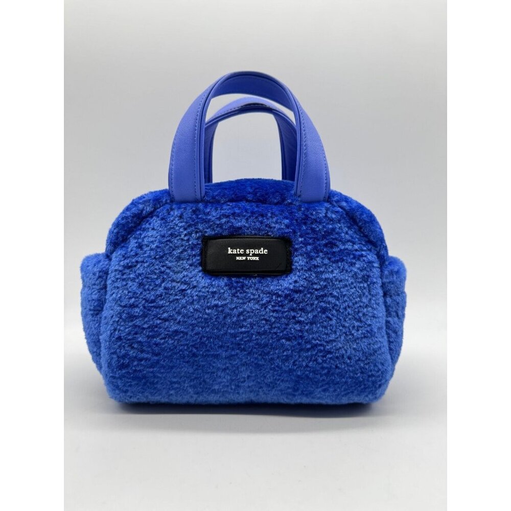 KATE SPADE NY Apres Chic faux-fur shearling small satchel crossbody bag -BLUE - Picture 3 of 16